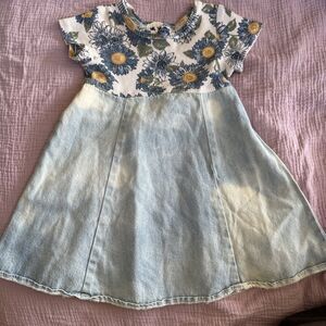 Zoey Vintage 3T Girls Baby Dress Denim Ribbed 1990s Acid Wash Skirt Dress